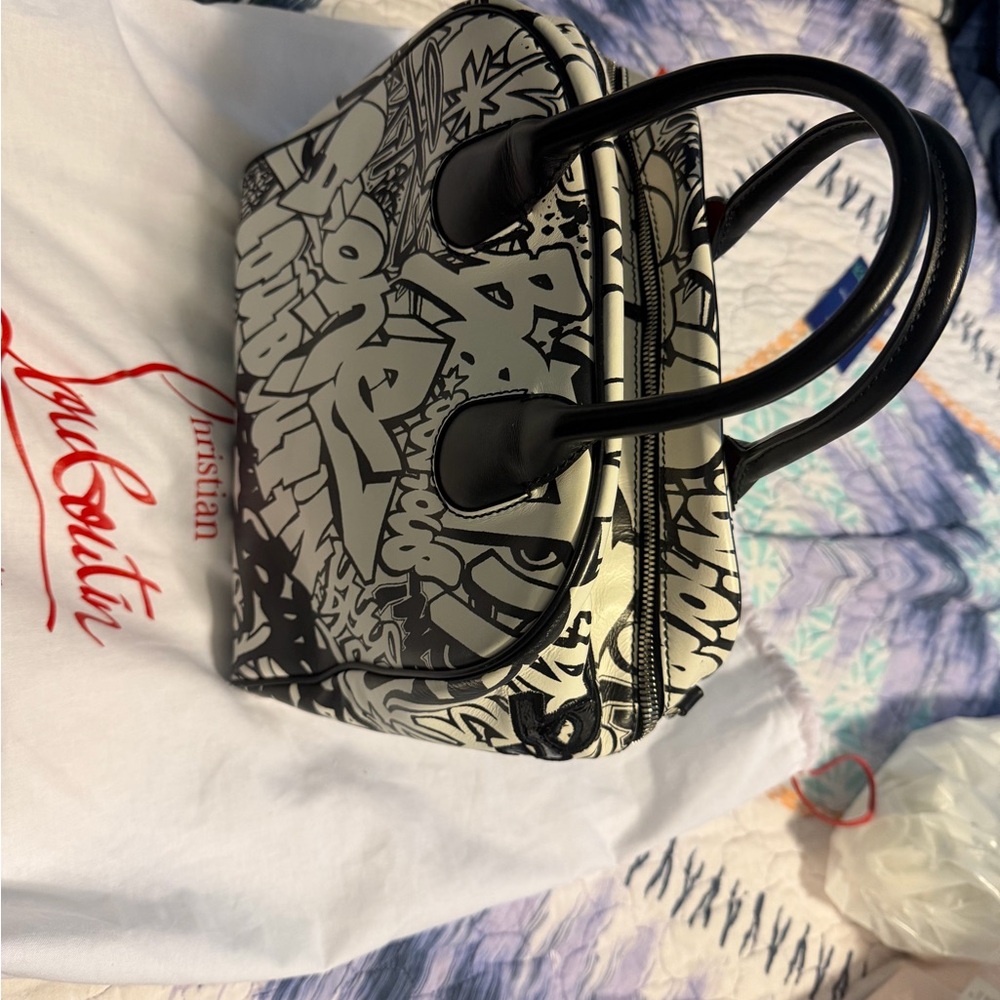 Christian Louboutin leather Black and White Graffiti Satchel - Picture 15 of 16